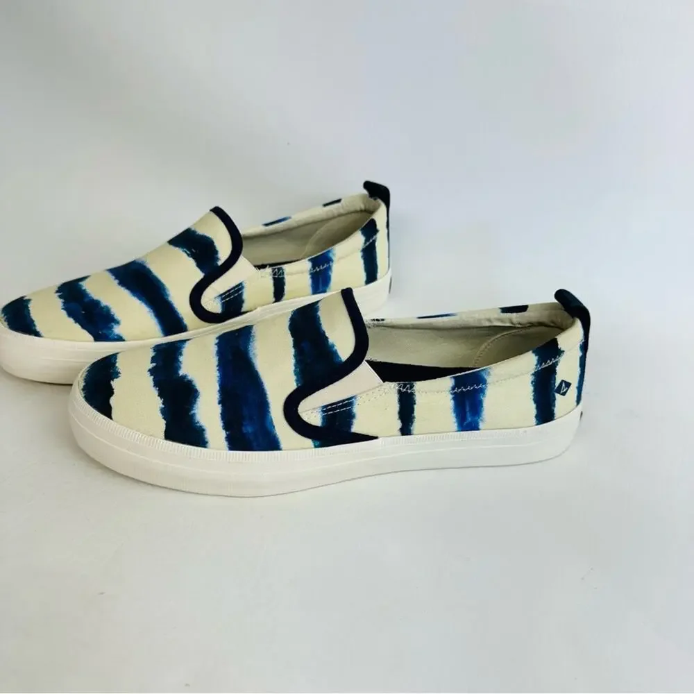 Sperry Top Sider Shoes Sneaker‎ Crest Twin Gore Navy Tie Dye Slip On Size 8.5M